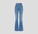 Elisabetta Franchi - BLUE JEAN CORTE ALTO DE BOTA ACAMPANADA CON BOTONERA AL FRENTE