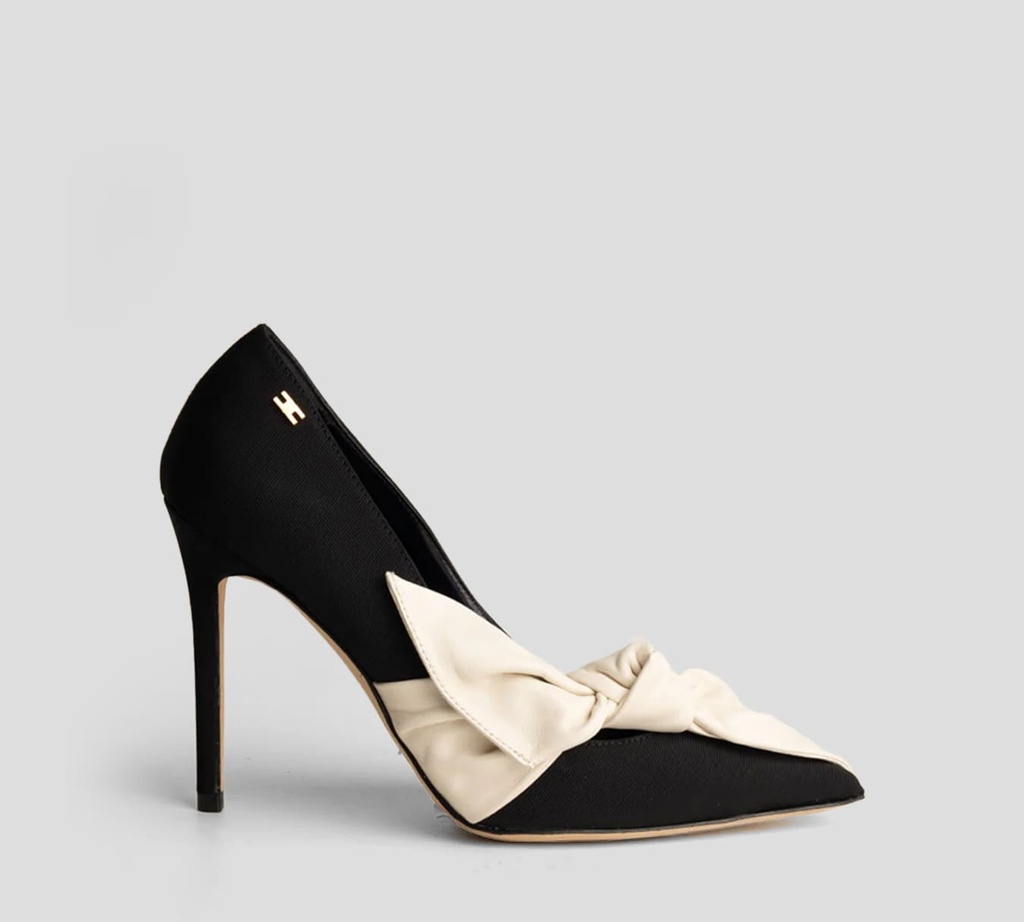 Elisabetta Franchi - TACON NEGRO CON LAZO BEIGE