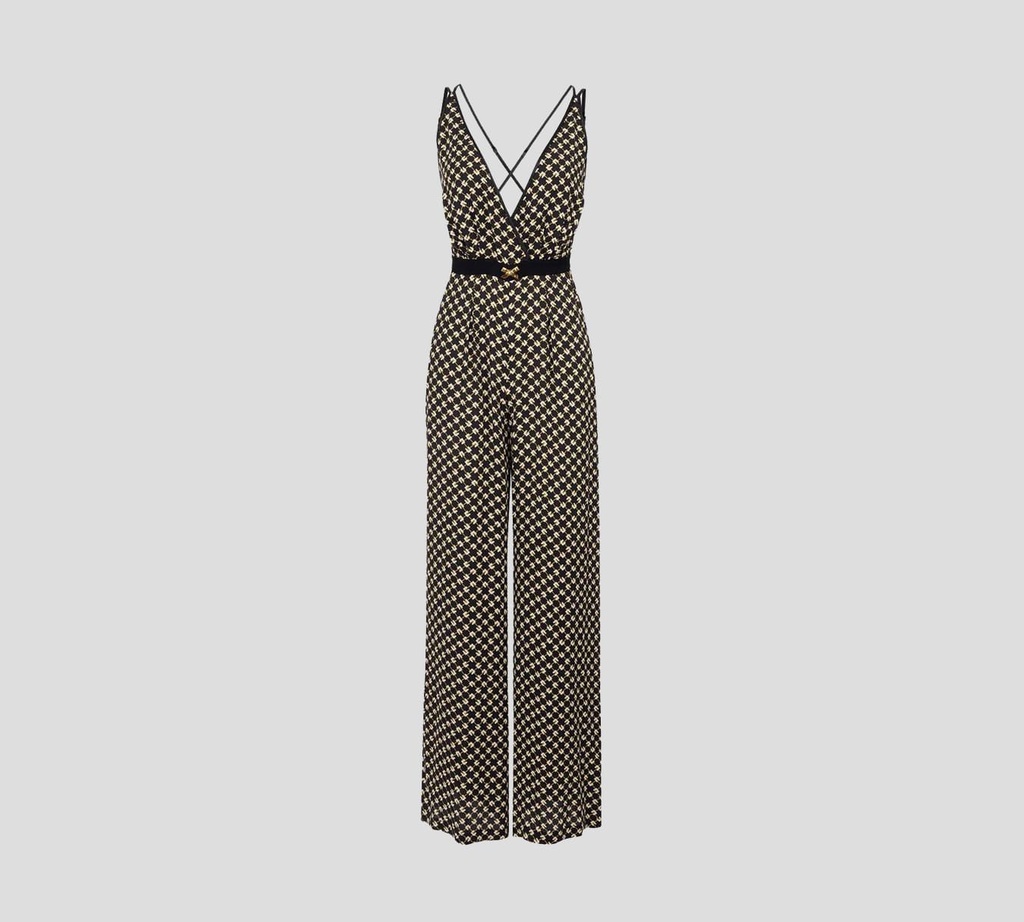 Elisabetta Franchi - JUMPSUIT SIN MANGAS CON ESTAMPADO DE PATRÓN DE LOGO Y CINTURÓN