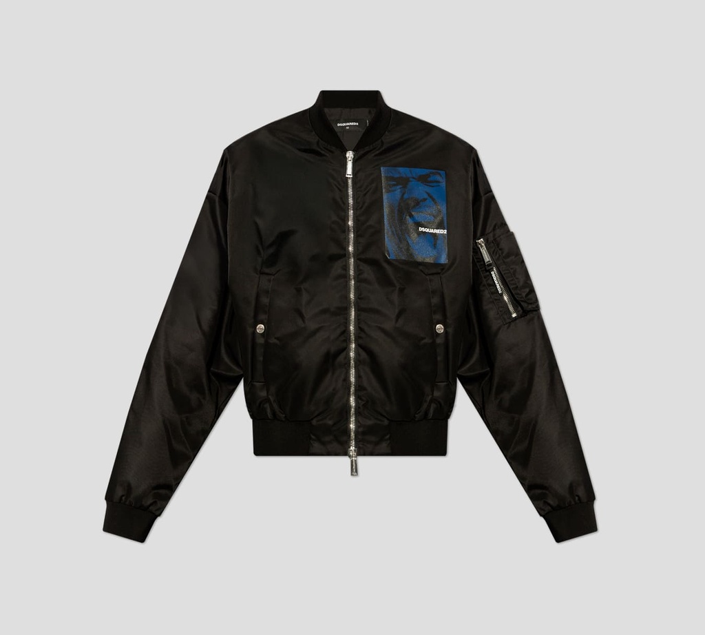 Dsquared2 - CHAQUETA BOMBER SATINADA CON CIERRE FRONTAL Y ESTAMPADO