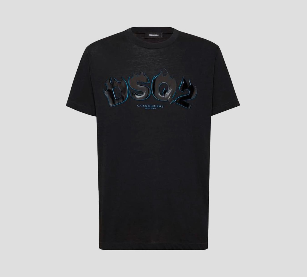 Dsquared2 - FRANELA CUELLO REDONDO CON LOGO DSQ2 EN GOMA TORNASOLADA