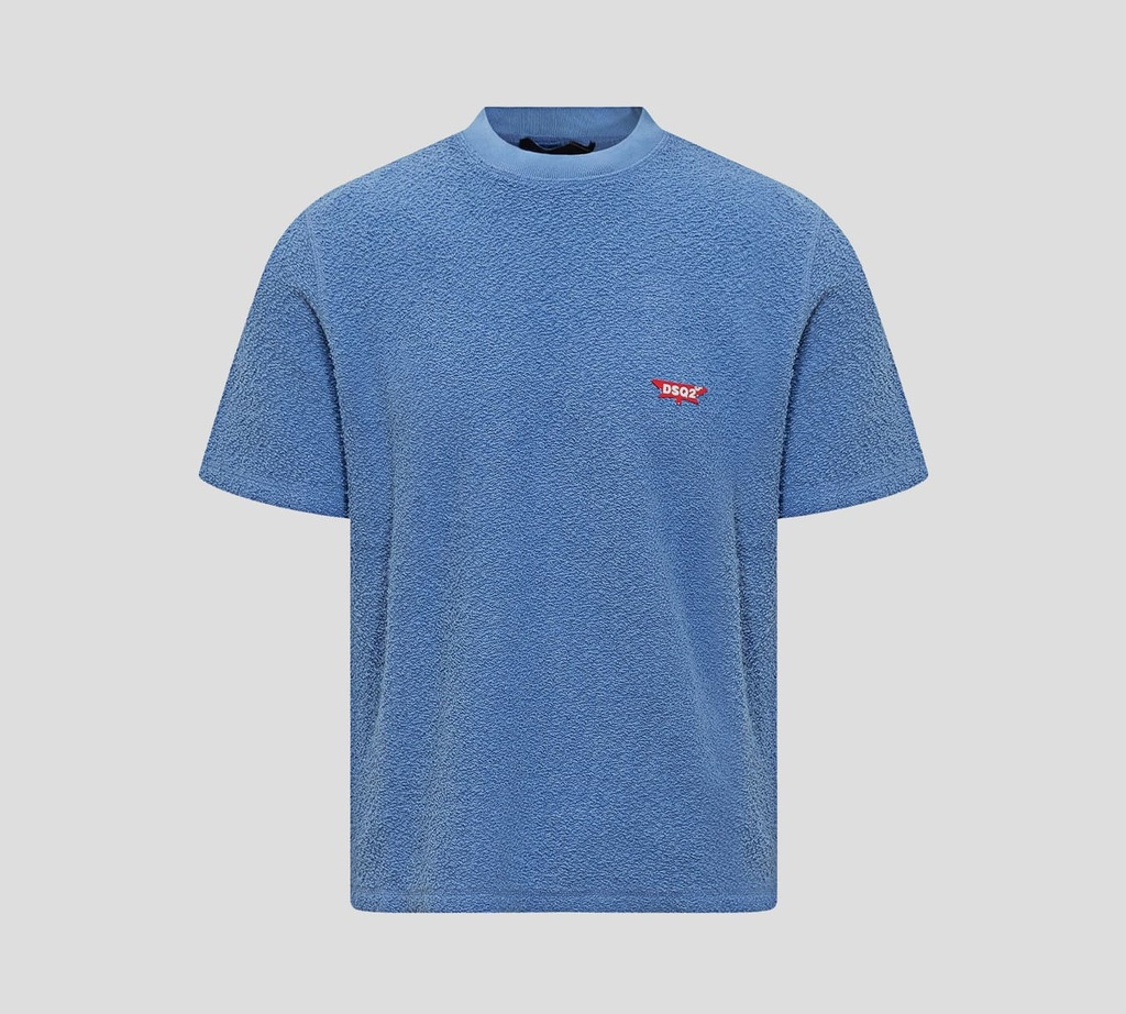 Dsquared2 - FRANELA AZUL CUELLO REDONDO EN TELA DE PAÑO