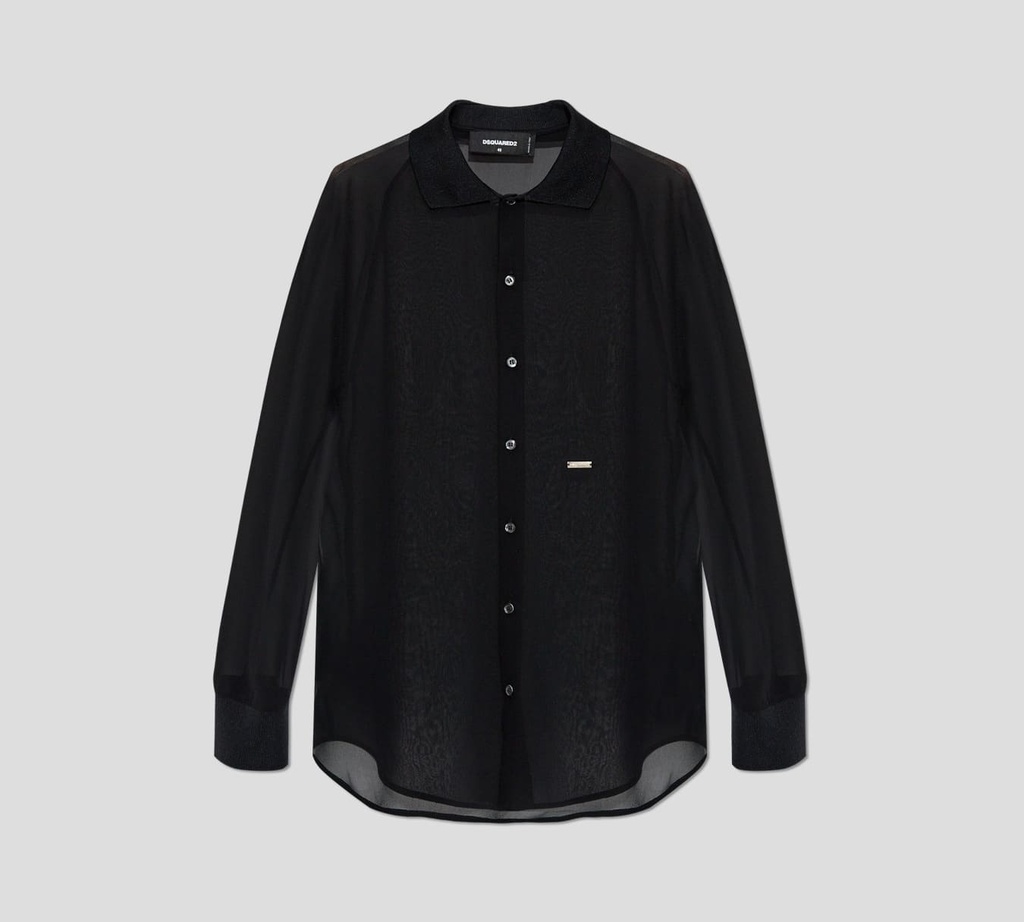 Dsquared2 - BLUSA NEGRA TRANSPARENTE ABOTONADA AL FRENTE