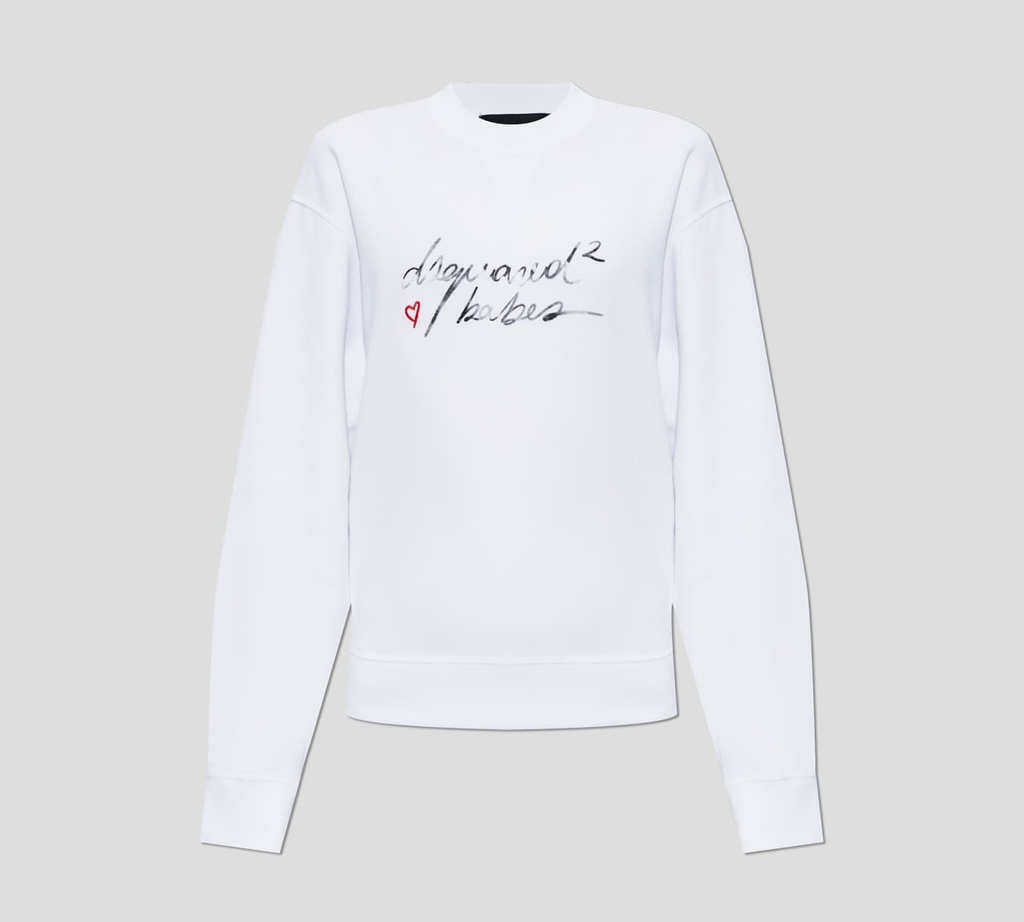Dsquared2 - SWEATER CLÁSICO CUELLO REDONDO BLANCO BABES