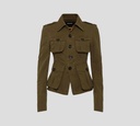 Dsquared2 - CHAQUETA CEÑIDA VERDE MILITAR ABOTONADA CON MULTIPLES BOLSILLOS