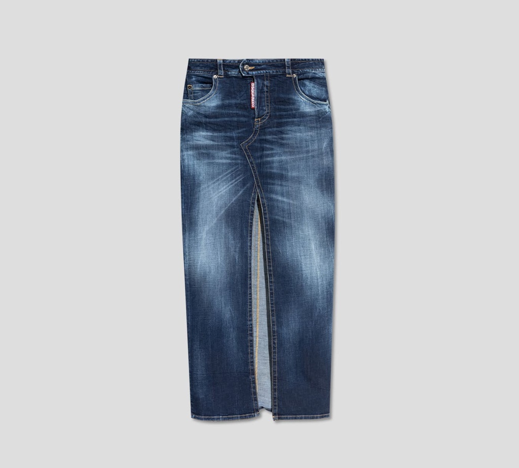 Dsquared2 - FALDA DE JEAN LARGA CON ABERTURA FRONTAL