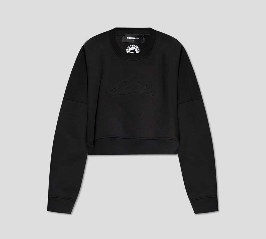Dsquared2 - SWEATER ICON NEGRO CUELLO REDONDO CON LOGO EN RELIEVE