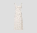 Elie Saab - VESTIDO MIDI TWEET OFF WHITE SIN MANGAS CON BOLSILLOS