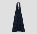 Elie Saab - VESTIDO EN DENIM CON BORDADO DE FLORES