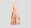 Elie Saab - VESTIDO MIDI DE GABARDINA CON FLORES BORDADAS