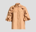 Elie Saab - BLUSA DE POPELINA CON VOLANTES Y BOLSILLOS FRONTALES