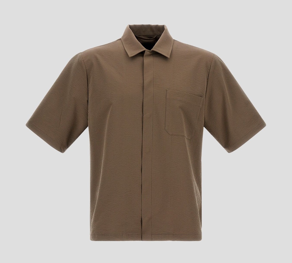 Herno - CAMISA MANGA CORTA EN TELA TEXTURIZADA CON BOLSILLO FRONTAL