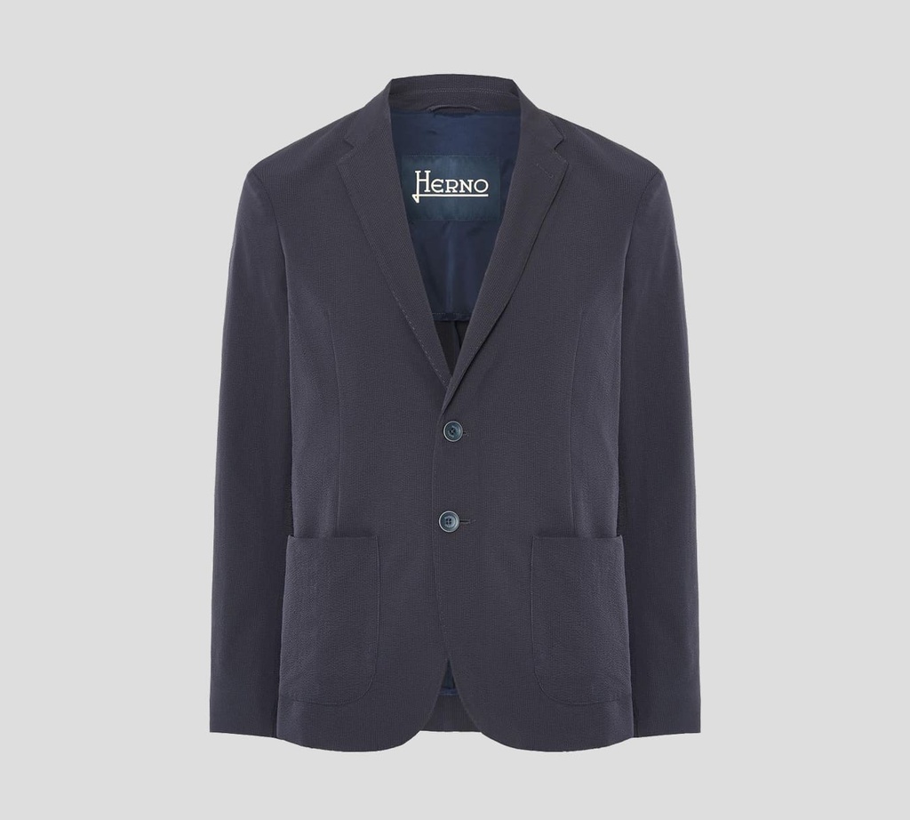 Herno - BLAZER CLÁSICO TEXTURIZADO CON BOLSILLOS AL FRENTE 