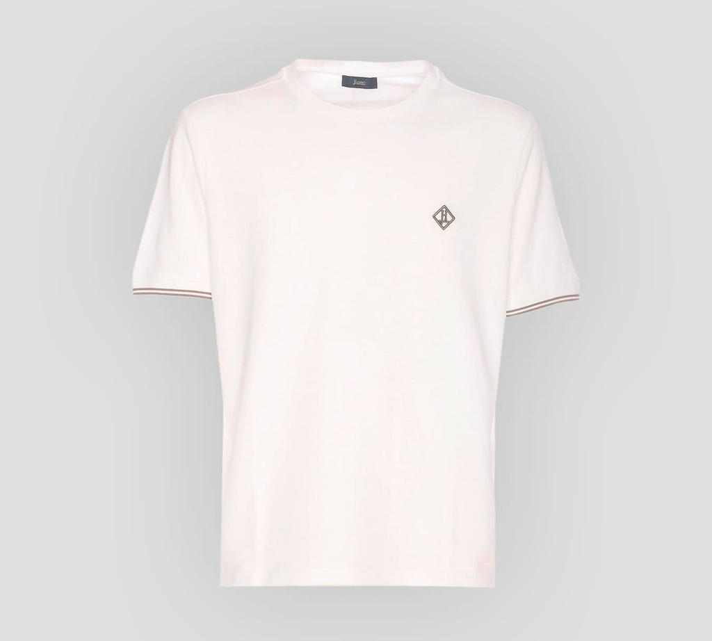 Herno - FRANELA EN PUNTO PIQUÉ CON LOGO ROMBOIDE BORDADO SOBRE EL PECHO