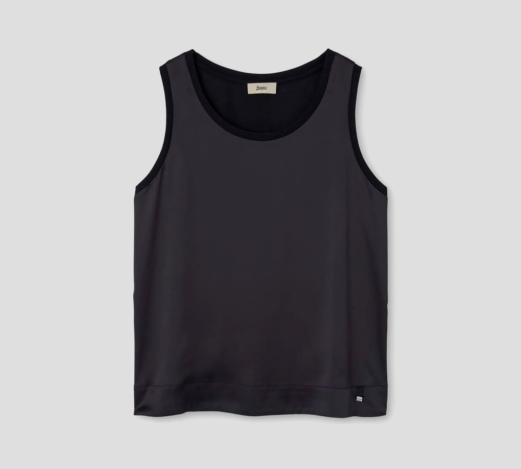 Herno - BLUSA DE SATÉN CORTE RECTO SIN MANGAS