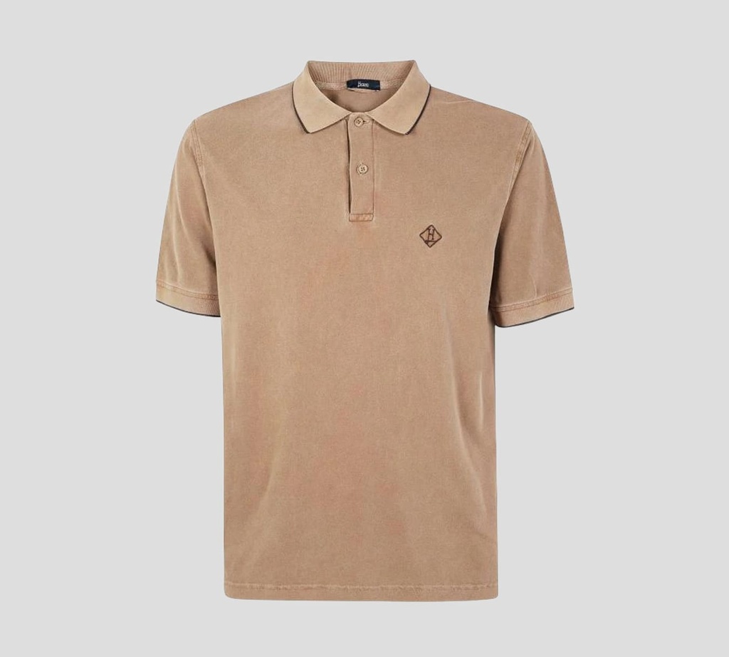 Herno - POLO EN PUNTO PIQUÉ CON LOGO ROMBOIDE BORDADO SOBRE EL PECHO
