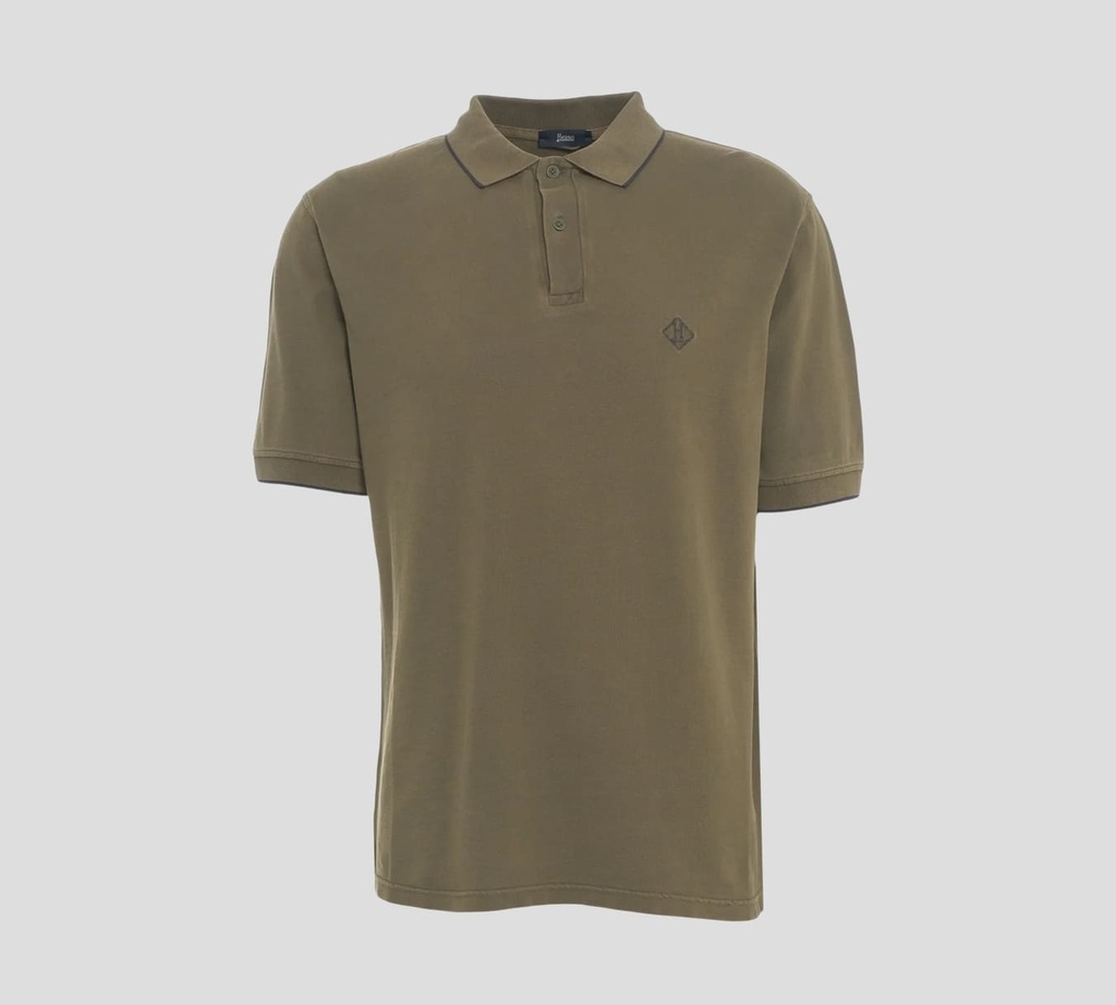 Herno - POLO EN PUNTO PIQUÉ CON LOGO ROMBOIDE BORDADO SOBRE EL PECHO