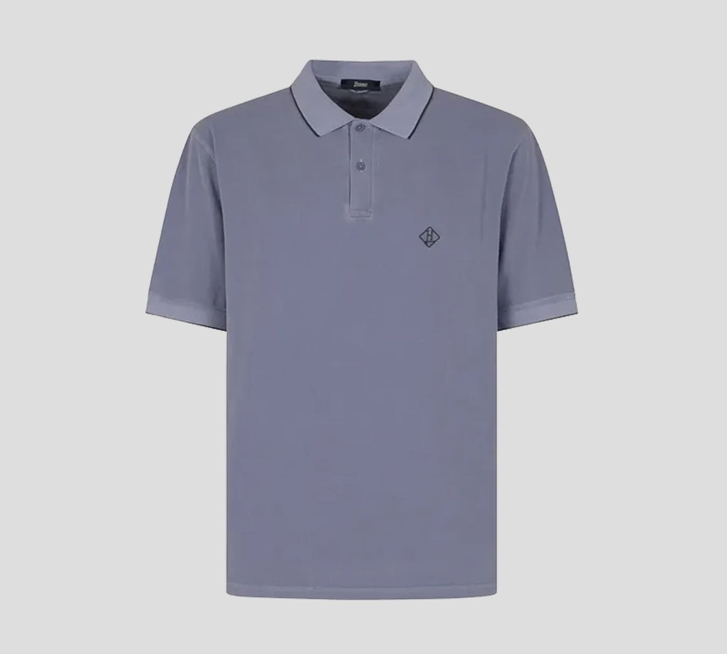 Herno - POLO EN PUNTO PIQUÉ CON LOGO ROMBOIDE BORDADO SOBRE EL PECHO