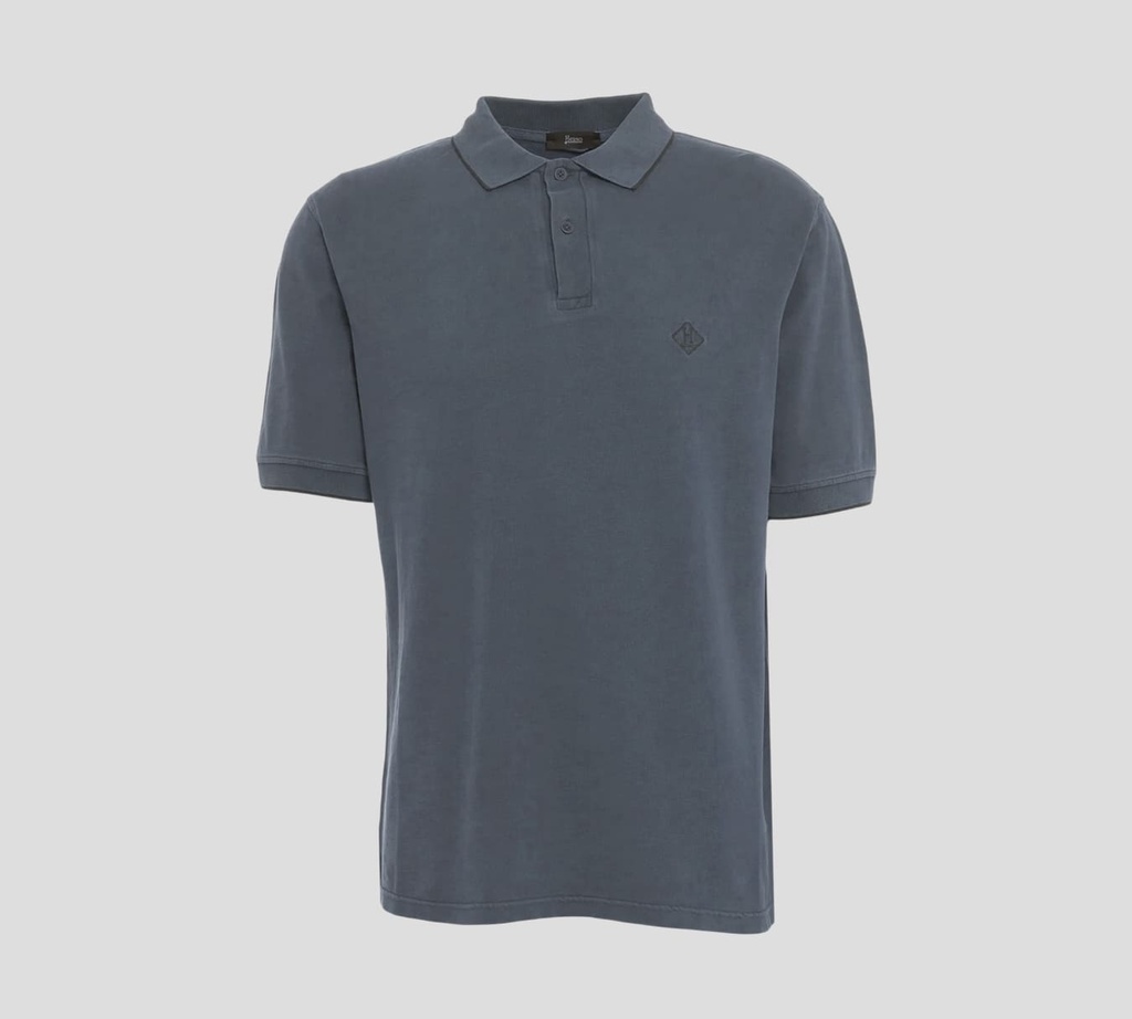 Herno - POLO EN PUNTO PIQUÉ CON LOGO ROMBOIDE BORDADO SOBRE EL PECHO