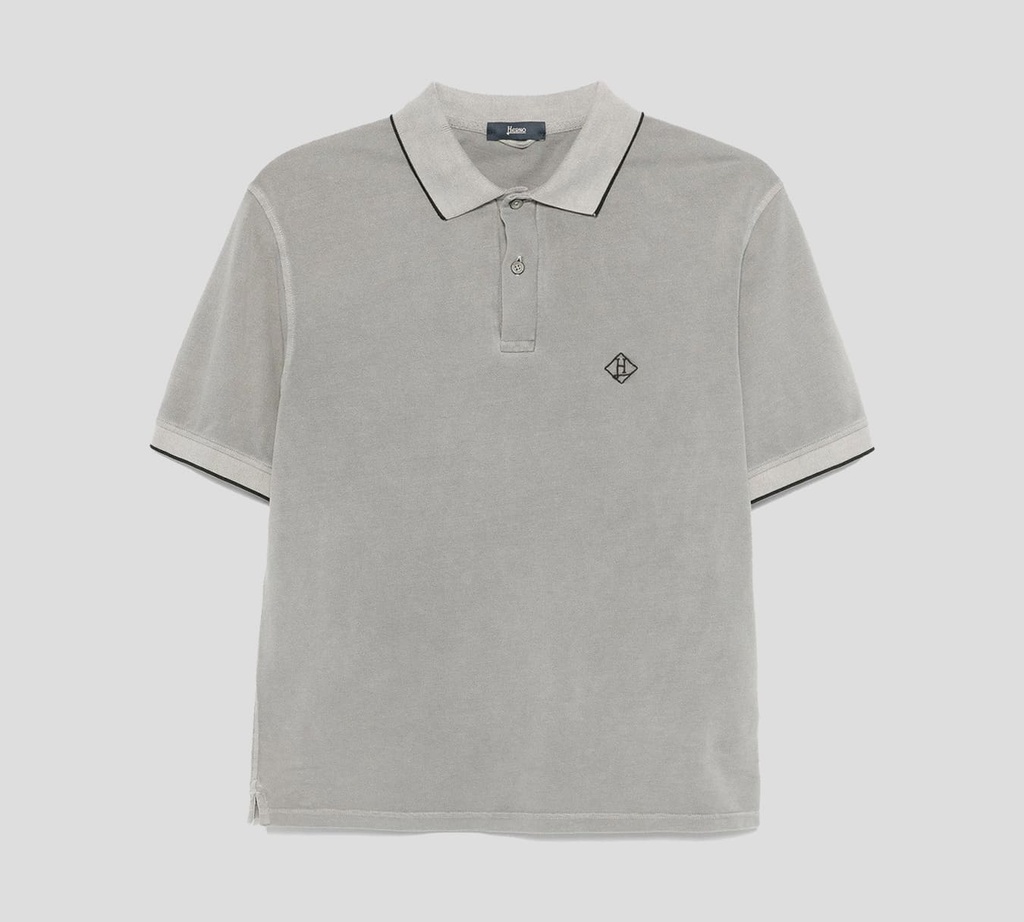 Herno - POLO EN PUNTO PIQUÉ CON LOGO ROMBOIDE BORDADO SOBRE EL PECHO