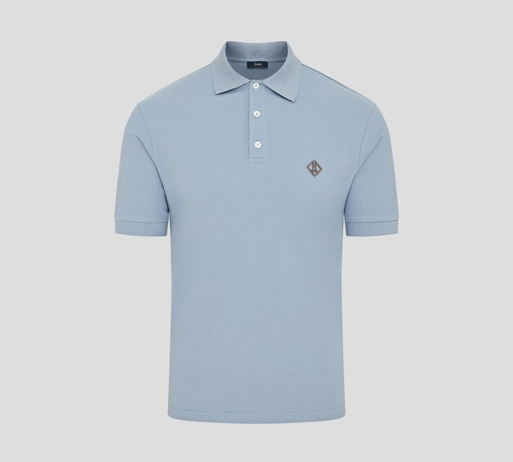 Herno - POLO EN PUNTO PIQUÉ CON LOGO ROMBOIDE BORDADO SOBRE EL PECHO