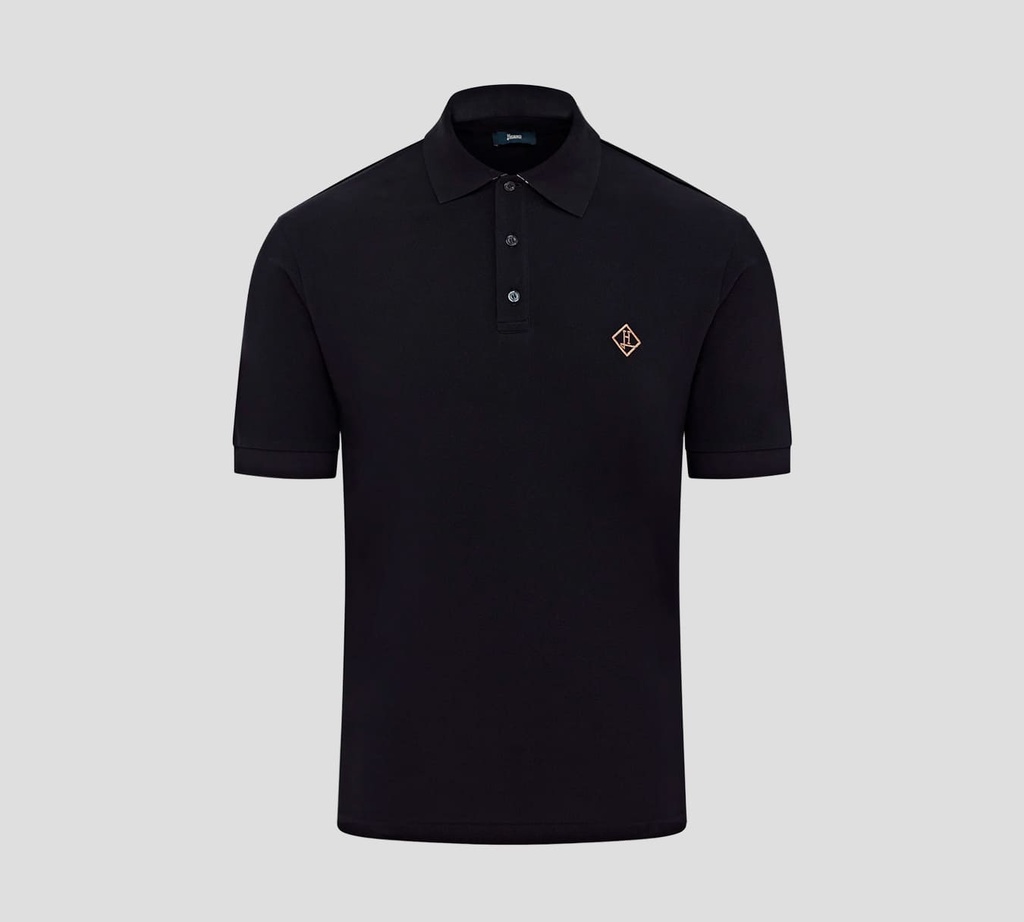 Herno - POLO EN PUNTO PIQUÉ CON LOGO ROMBOIDE BORDADO SOBRE EL PECHO