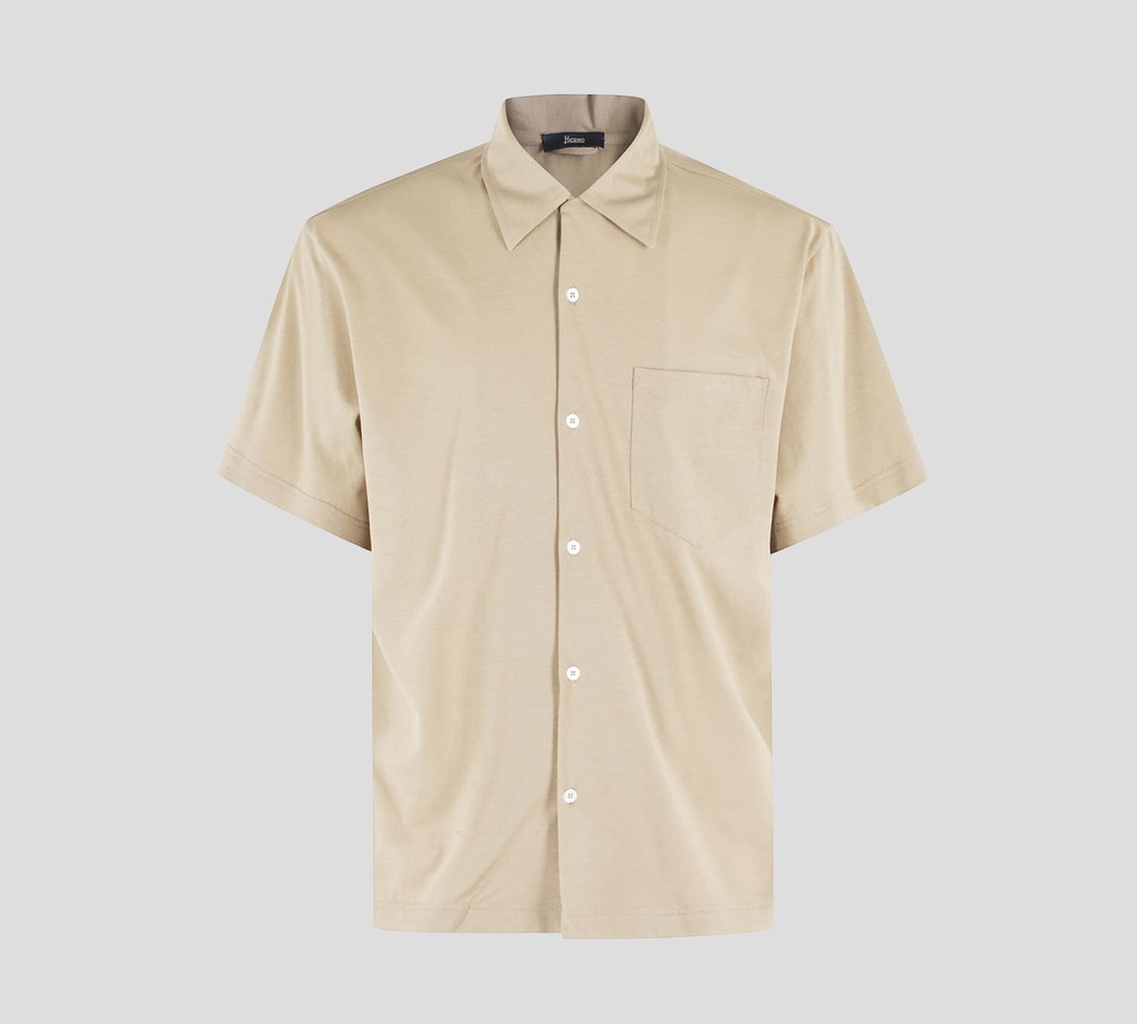 Herno - CAMISA MANGA CORTA EN PUNTO JERSEY UNICOLOR