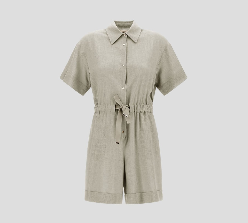 Herno - ROMPER DE LINO CON CINTURA AJUSTABLE