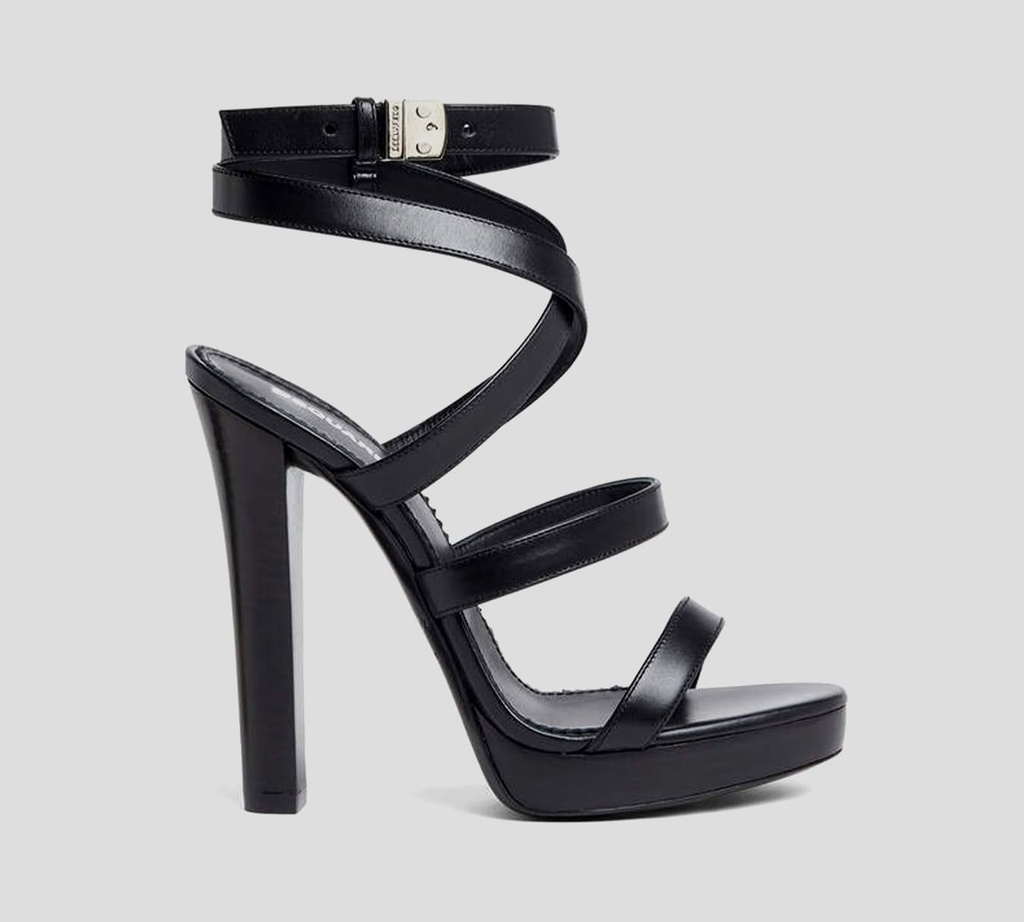 Dsquared2 Icon - SANDALIAS NEGRAS DE CUERO CON CRUCE Y CIERRE METALICO
