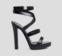 Dsquared2 Icon - SANDALIAS NEGRAS DE CUERO CON CRUCE Y CIERRE METALICO