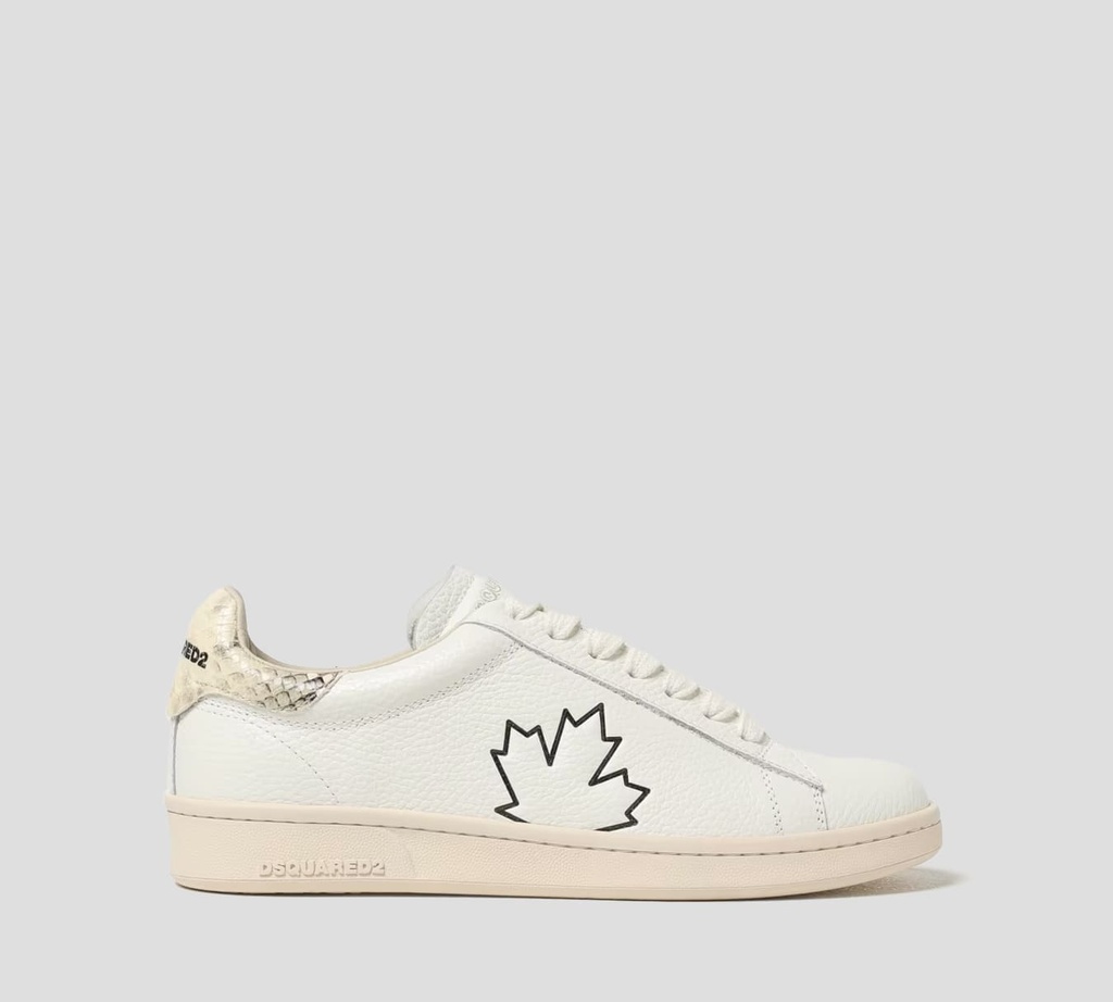 Dsquared2 Icon - SNEAKERS OFF WHITE DE CUERO CON PIEL