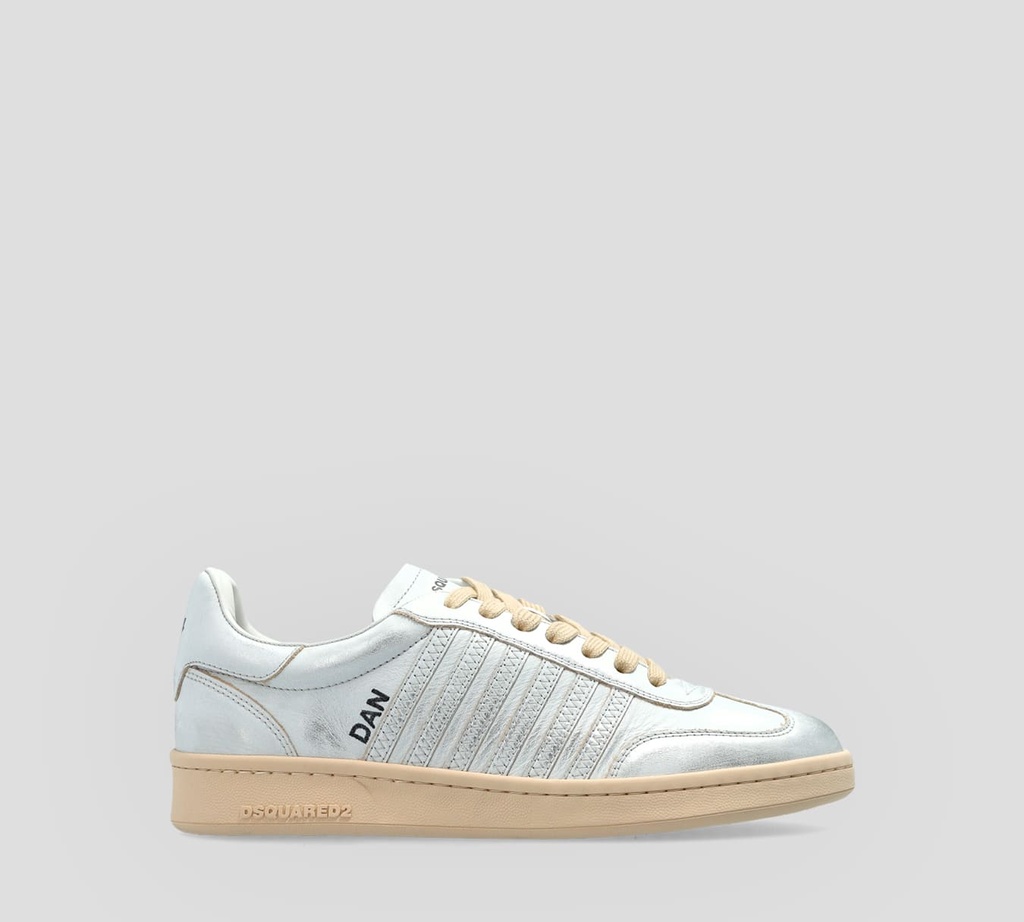 Dsquared2 Icon - SNEAKERS BLANCOS CON SUELA MARRON Y DESGASTE EN PLATEADO