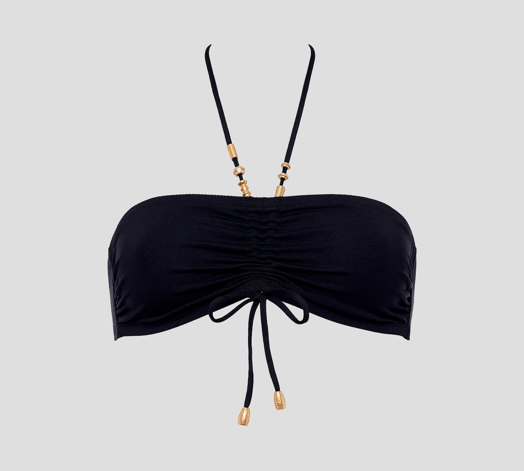 Eres - TOP DE TRAJE DE BAÑO CORTE RECTO CON DETALLES DORADOS Y AMARRE AL CENTRO