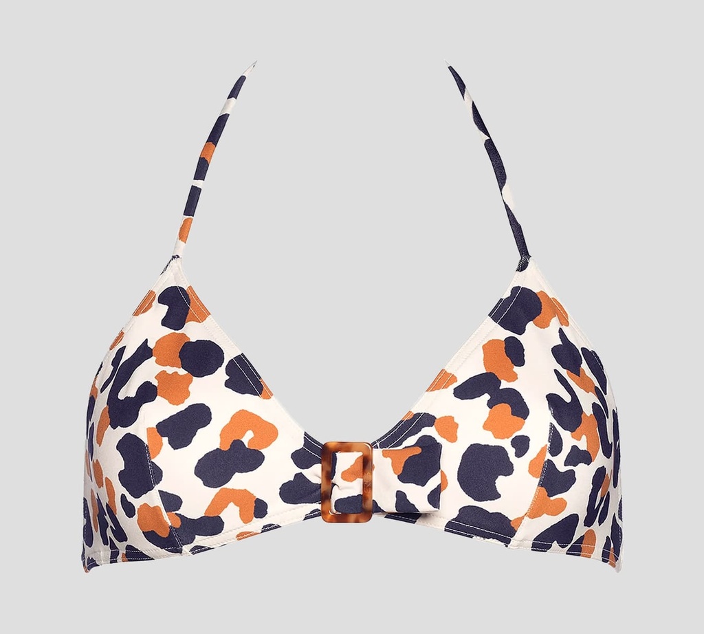 Eres - TOP DE TRAJE DE BAÑO TRIANGULAR CON BROCHE EN LA ESPALDA Y ESTAMPADO DE MANCHAS