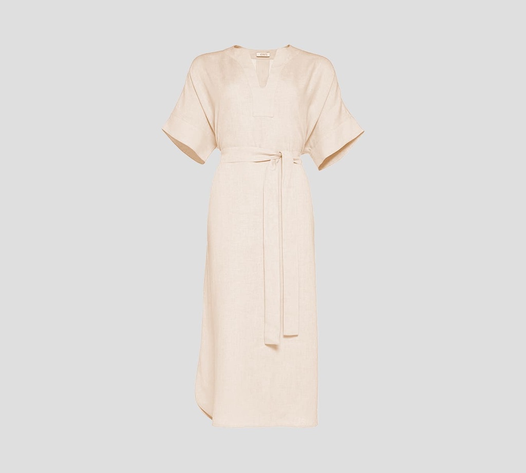 Eres - VESTIDO LARGO DE CUELLO ANCHO Y CINTA A LA CINTURA