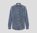 Moschino - CAMISA DENIM MANGA LARGA CON BOLSILLO Y DETALLE EN CUERO