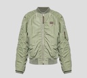Moschino - CHAQUETA BOMBER IMPERMEABLE CON CIERRE FRONTAL Y DETALLES EN CUERO
