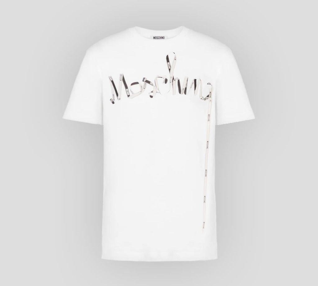 Moschino - FRANELA CUELLO REDONDO CON ESTAMPADO DE MOSCHINO EN CINTA