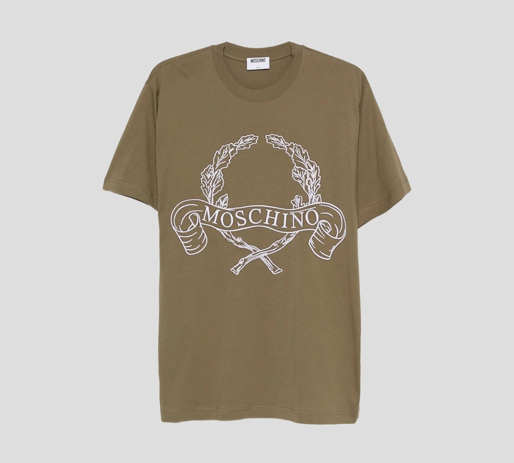 Moschino - FRANELA CUELLO REDONDO CON BORDADO DE CORONA DE LAUREL EN EL PECHO