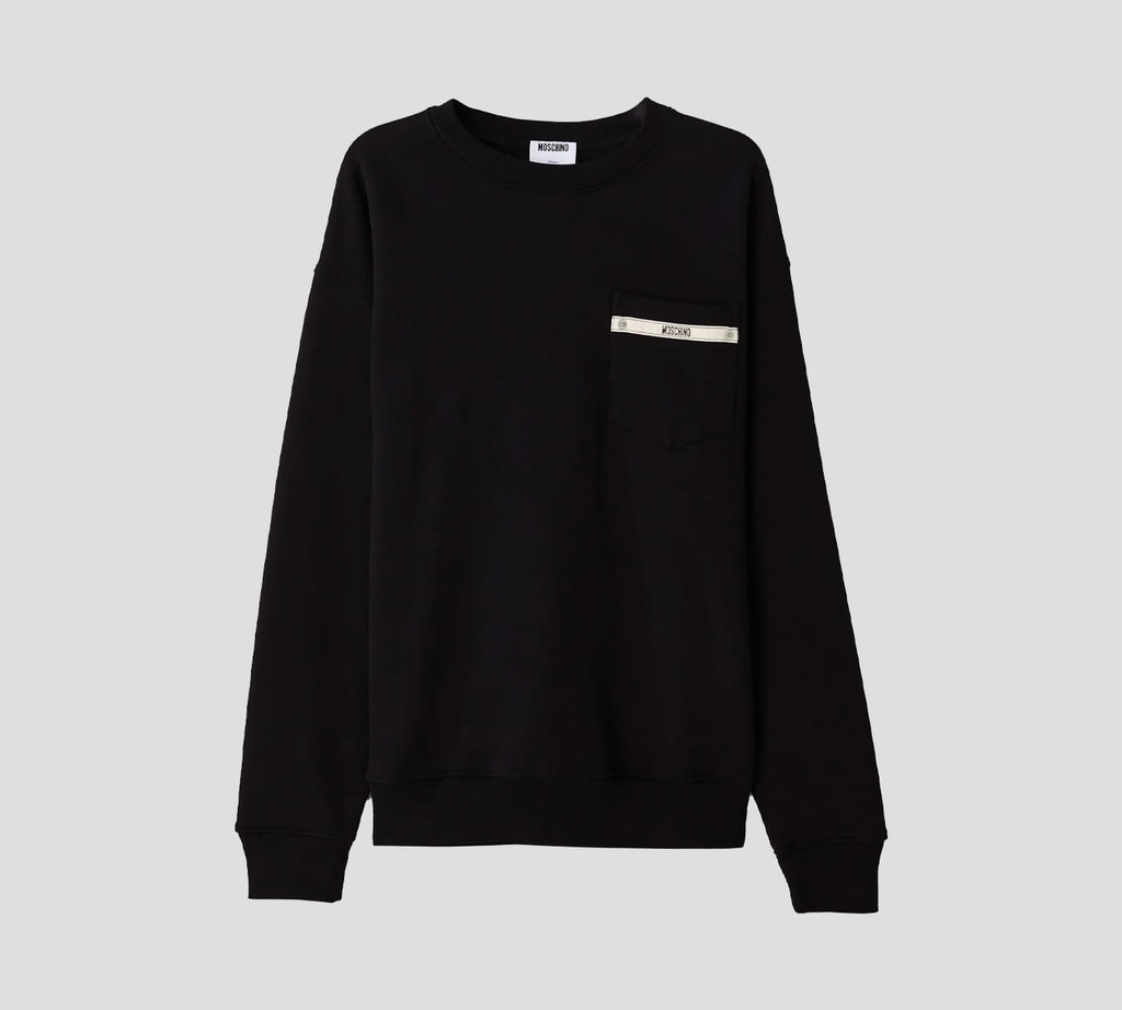 Moschino - SWEATER CUELLO REDONDO CON BOLSILLO Y DETALLE