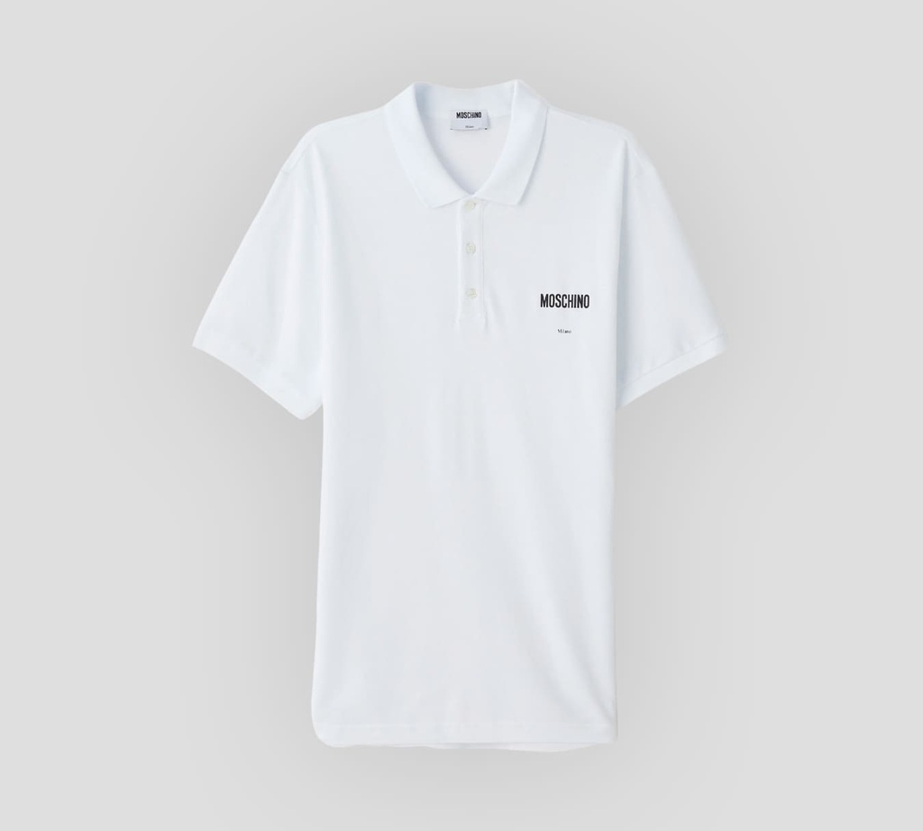 Moschino - POLO EN PUNTO PIQUÉ CON LOGO MILANO SOBRE EL PECHO