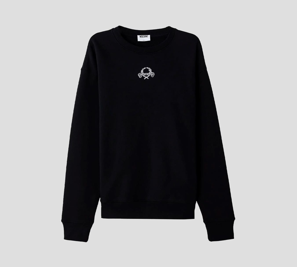 Moschino - SWEATER CLÁSICO CUELLO REDONDO CON DETALLE PEQUEÑO BORDADO EN EL PECHO