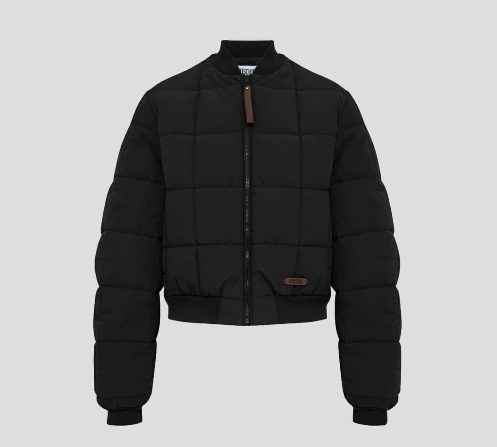 Moschino - CHAQUETA BOMBER TALLE CORTO CON DETALLE EN CUERO