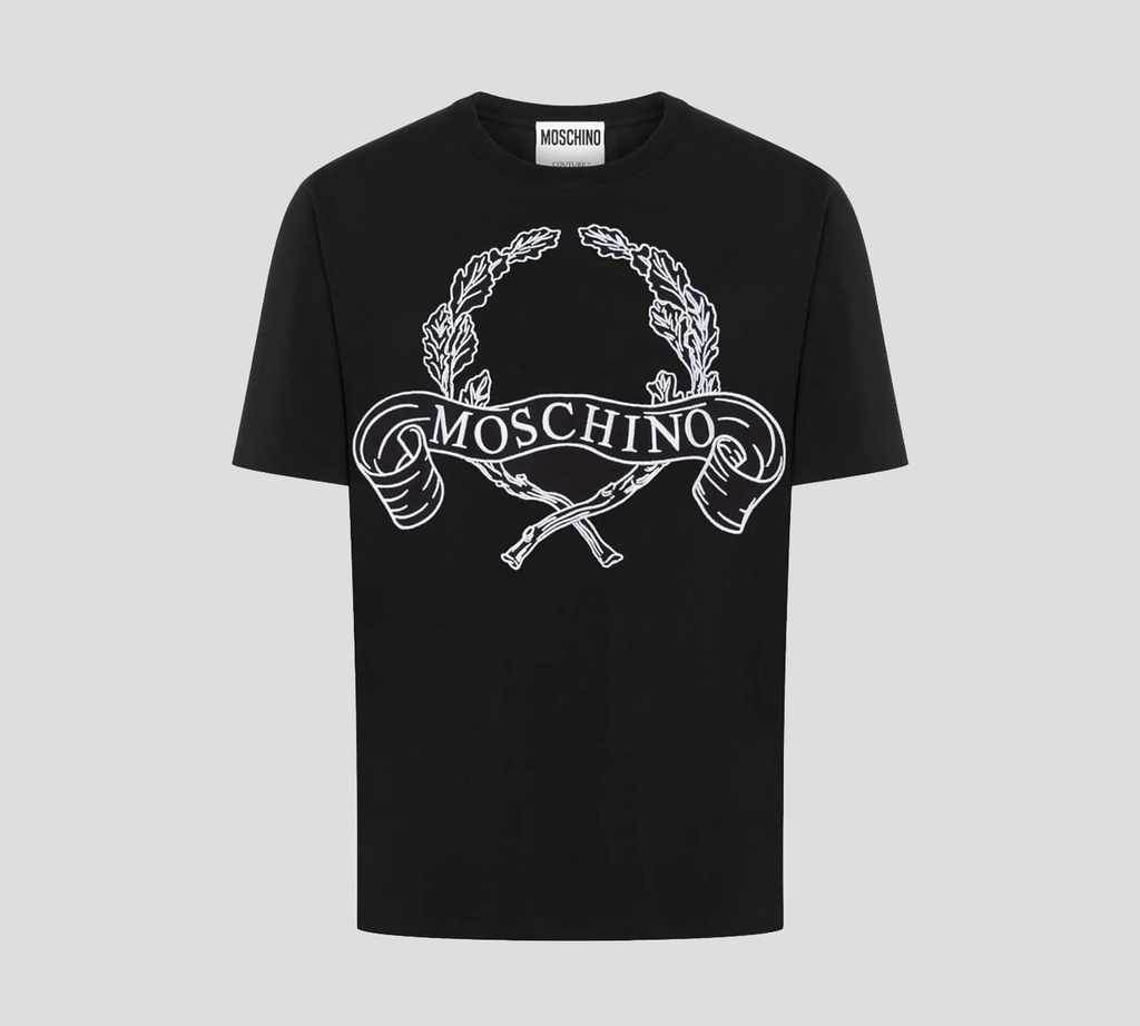 Moschino - FRANELA CUELLO REDONDO CON BORDADO GRANDE DE CORONA DE LAUREL