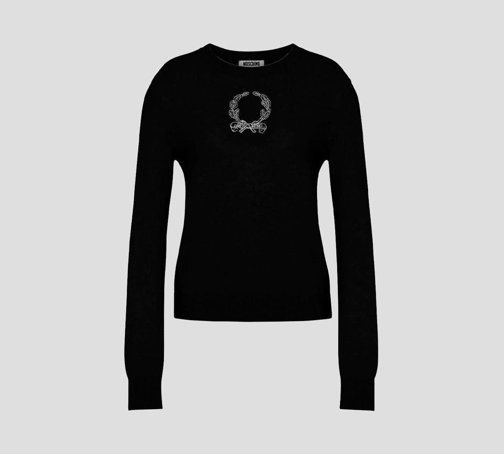 Moschino - SWEATER DE PUNTO CON DETALLE BORDADO EN EL PECHO 