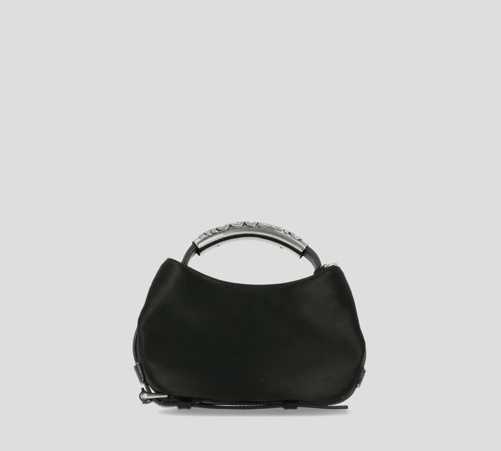 Moschino - CARTERA DE MANO MINI DE RASO CON ASA METÁLICA Y TIRA LARGA