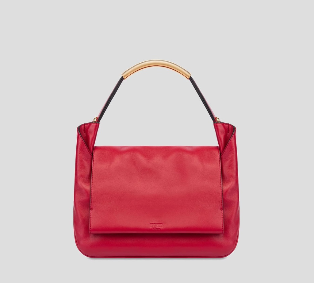 Moschino - CARTERA MEDIANA DE NAPPA CON ASA DE MANO DORADA