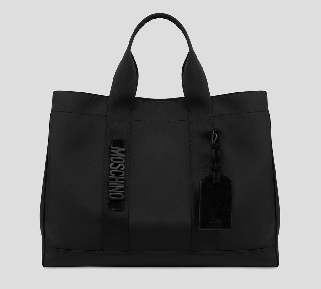 Moschino - TOTE BAG GRANDE CON CIERRE GRANDE Y BOLSILLO DE IDENTIFICACIÓN TRASERO