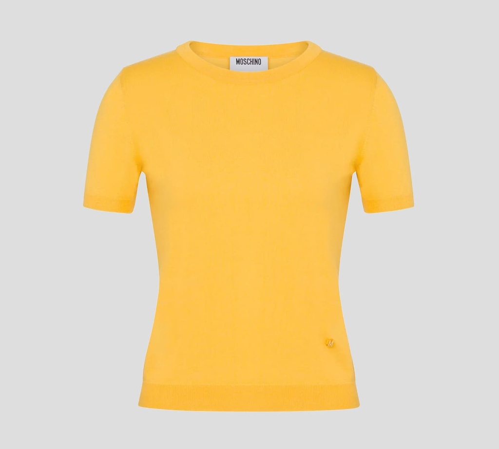 Moschino - FRANELA DE PUNTO CUELLO REDONDO CON LETRA M EN METAL DORADO