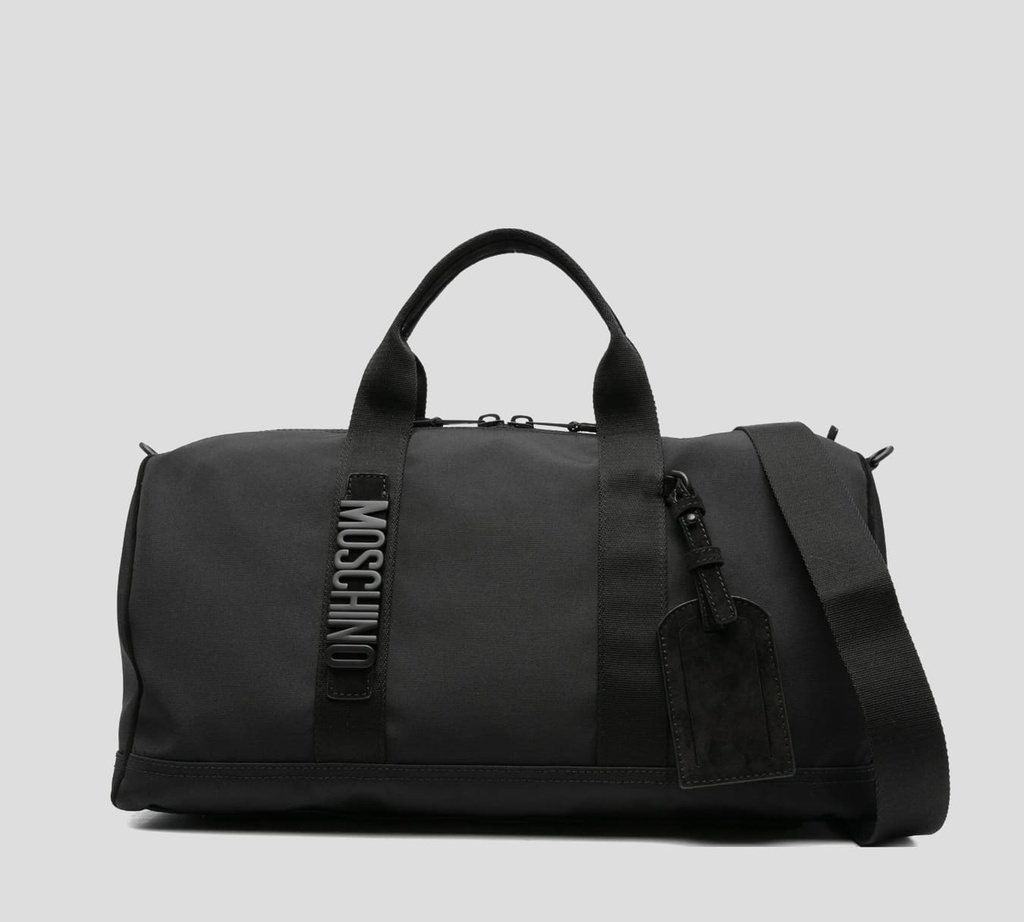 Moschino - BOLSO VIAJERO GRANDE CON CIERRE GRUESO Y BOLSILLO DE IDENTIFICACIÓN TRASERO